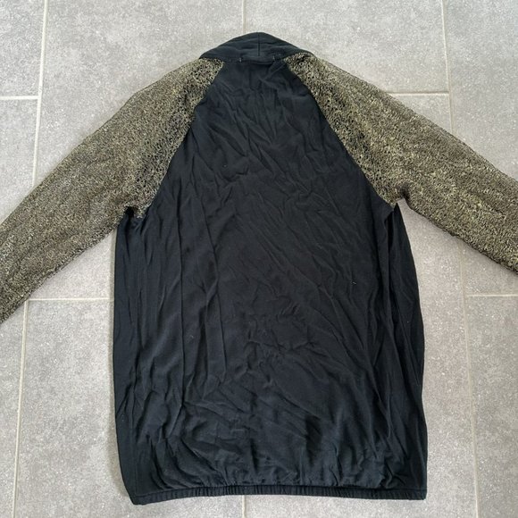 Long Sleeve Wrap Top with Gold Sheer Sleeves - Picture 3 of 3